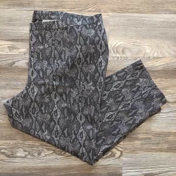 IsaacMizrahiLive Gray High Rise Snakeskin Pull On Pants 28W - Picture 1 of 10